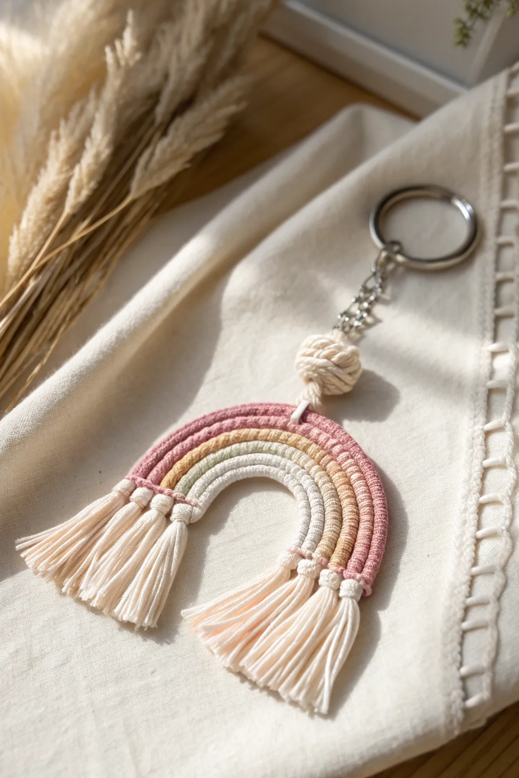 Embrace nostalgia with these charming macrame rainbow keyrings—perfectly blending minimalist elegance with a touch of boho flair.