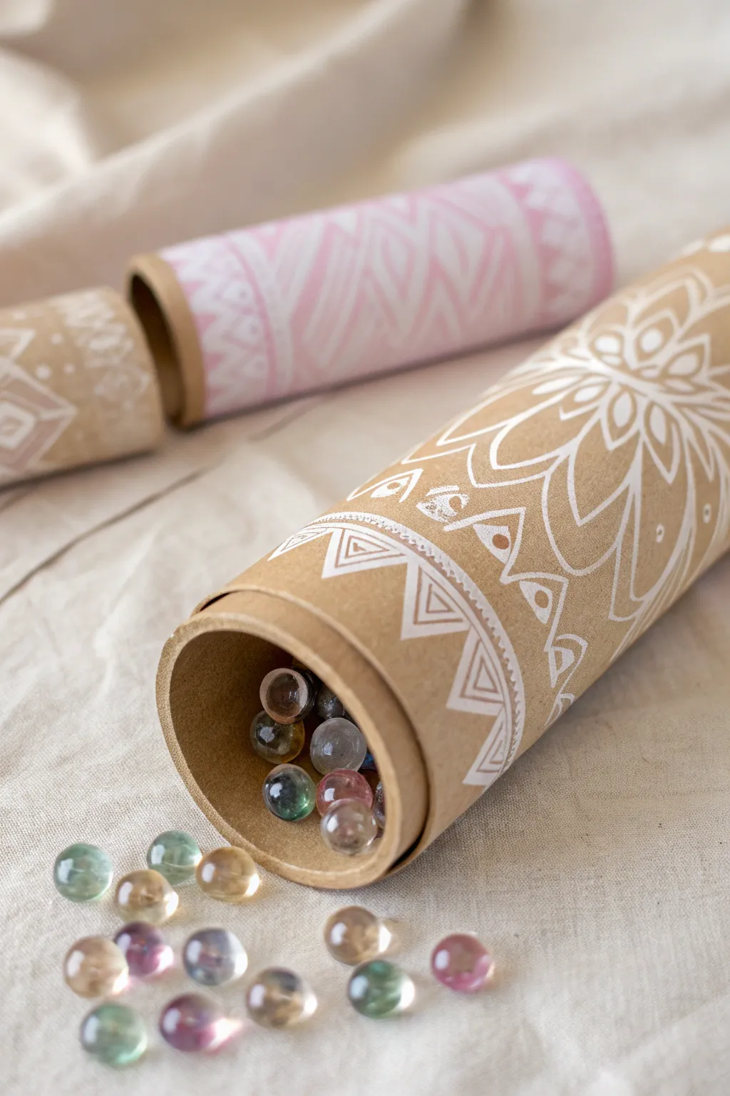 Discover the magic in simple crafts: a minimalist DIY kaleidoscope that captivates with color and charm.