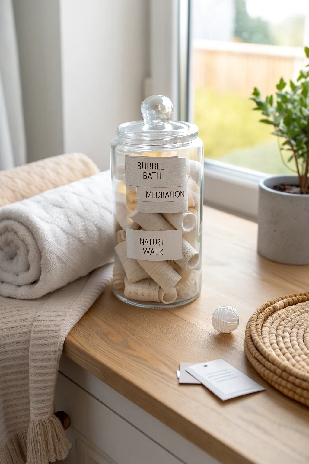 Discover tranquility with your personal Self-Care Jar, a gentle reminder to nurture yourself amidst life's chaos.