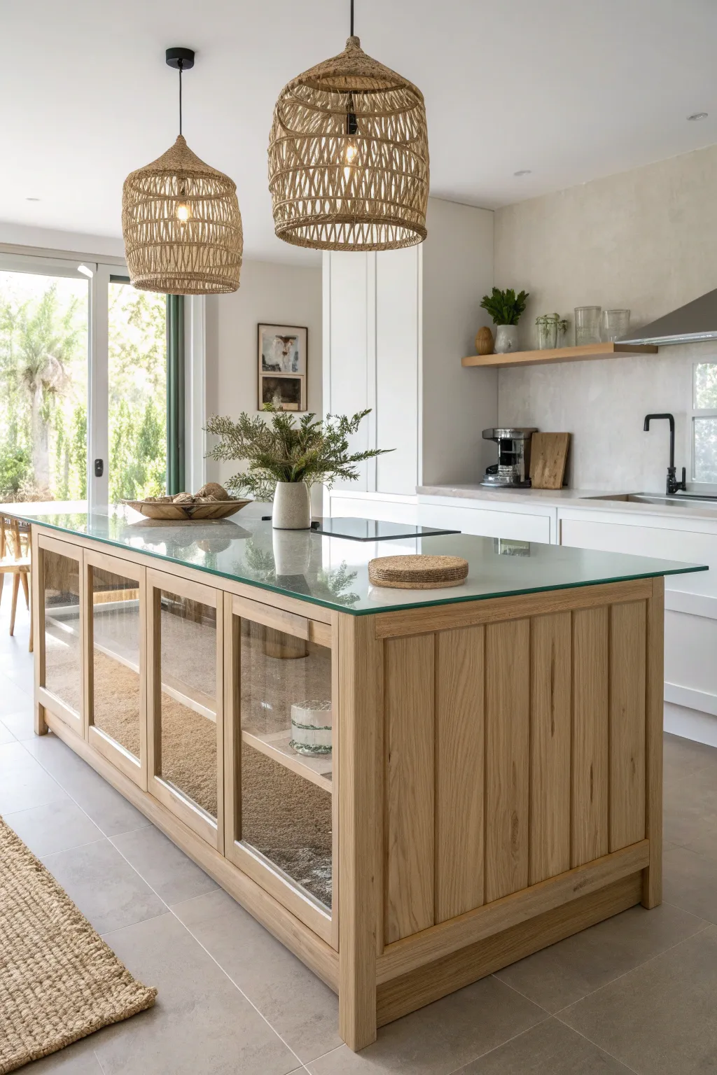 Elevate your kitchen with a touch of glass elegance—where modernity meets minimalistic beauty.