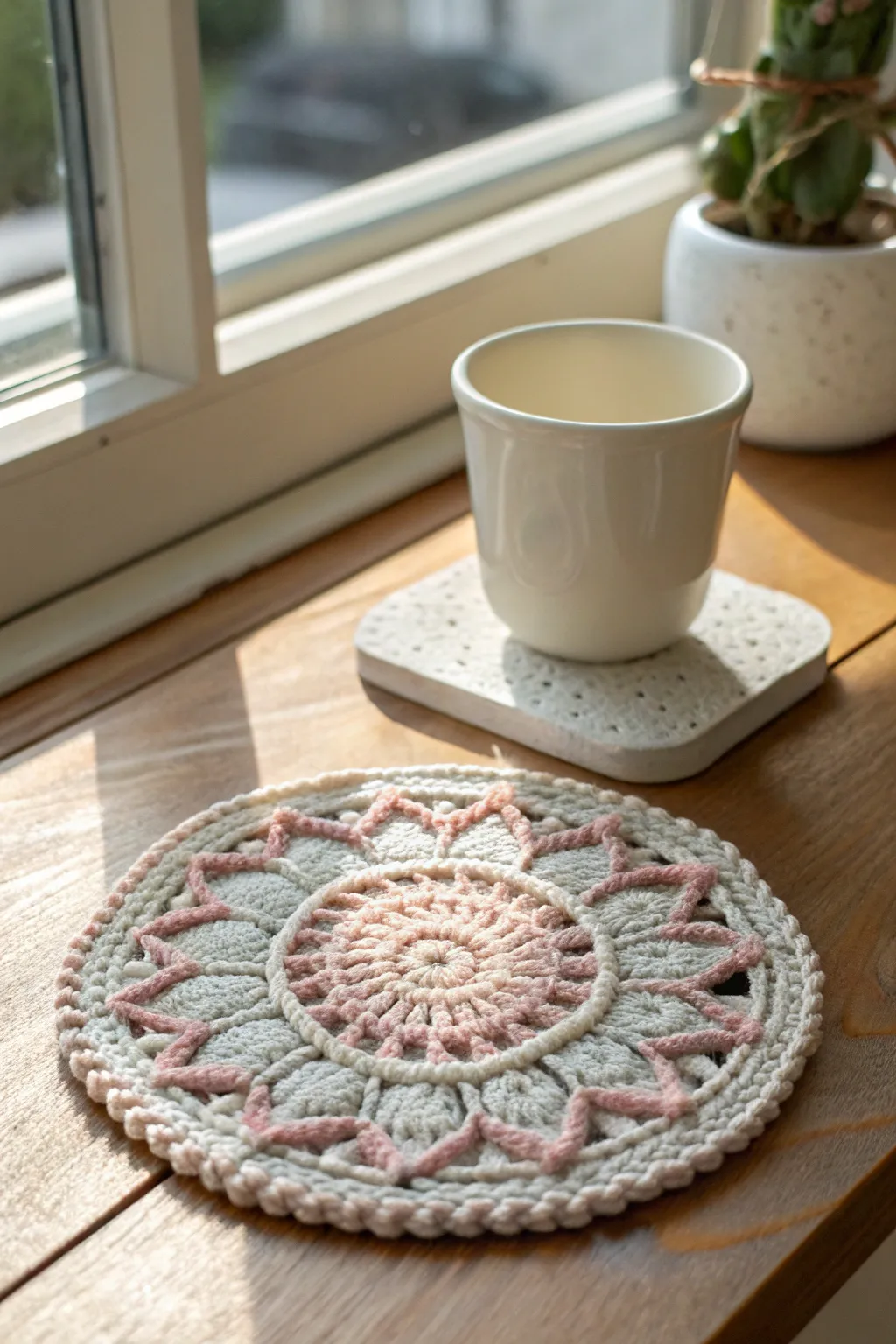 Elevate your table setting with these charming knitted coasters—where simplicity meets artistry.
