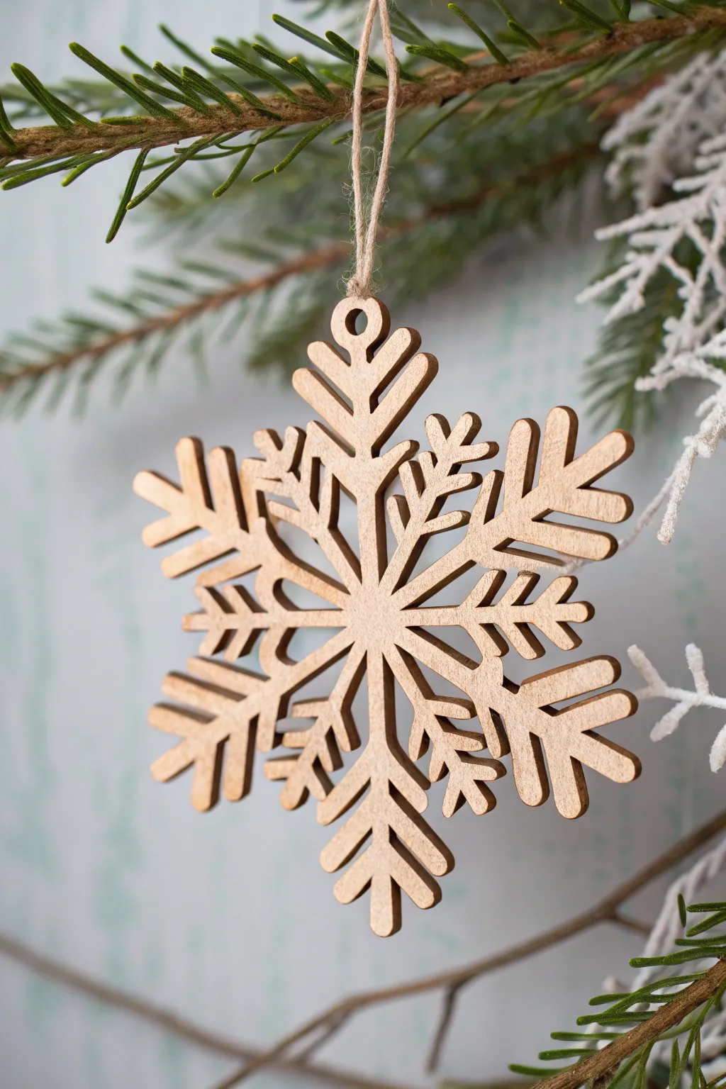 Embrace winter's elegance with layered snowflake ornaments, a perfect blend of simplicity and craftsmanship.