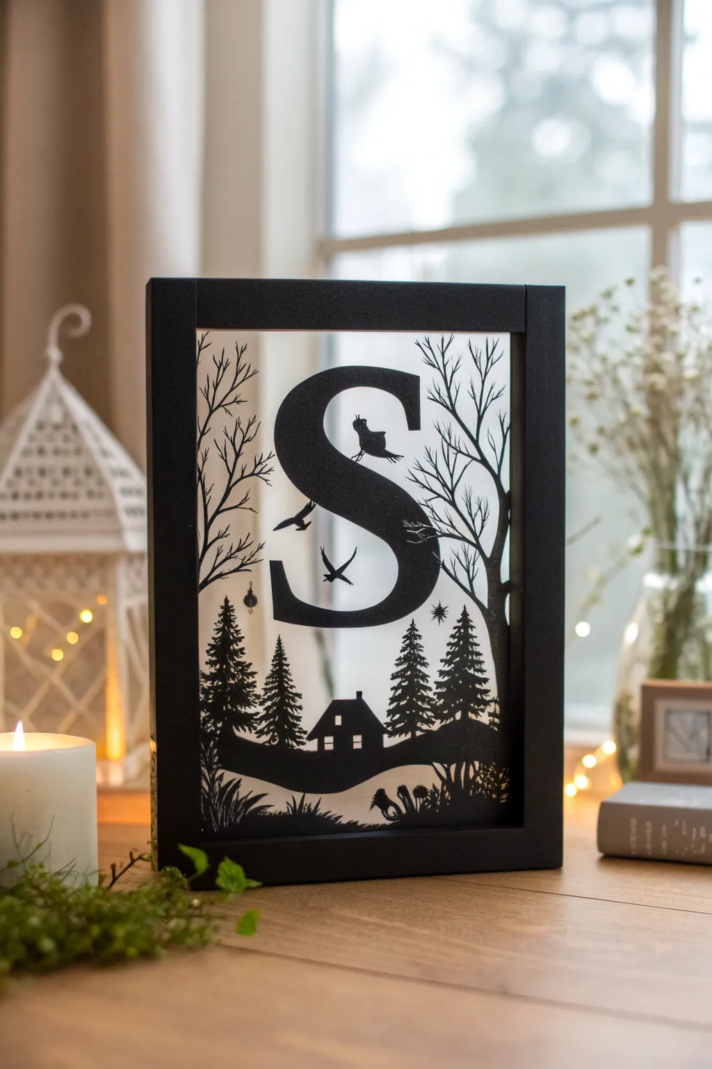 Discover the art of storytelling through shadows with this elegant silhouette craft featuring the letter 'S'.