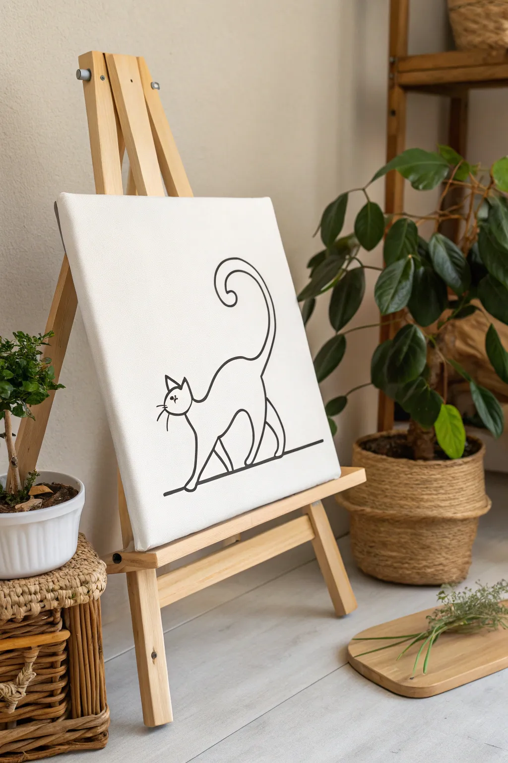 Embrace the playful elegance of minimalism with this charming cat silhouette.