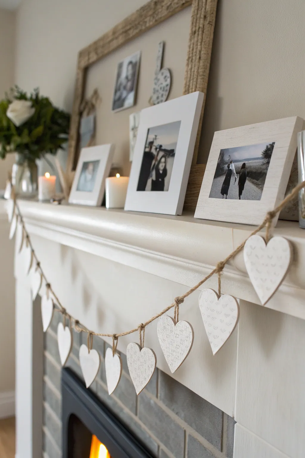 Celebrate love and memories with a handcrafted heart garland that turns your mantel into a heartfelt display of family and friendship.