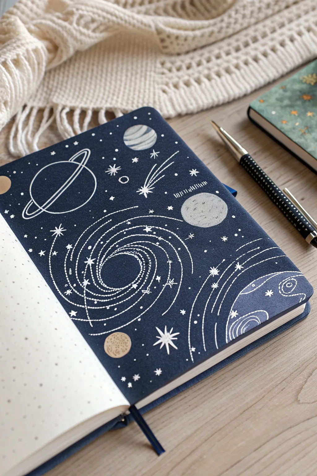 Elevate your bullet journal with a cosmic touch that blends minimalism and magic. ✨🌌