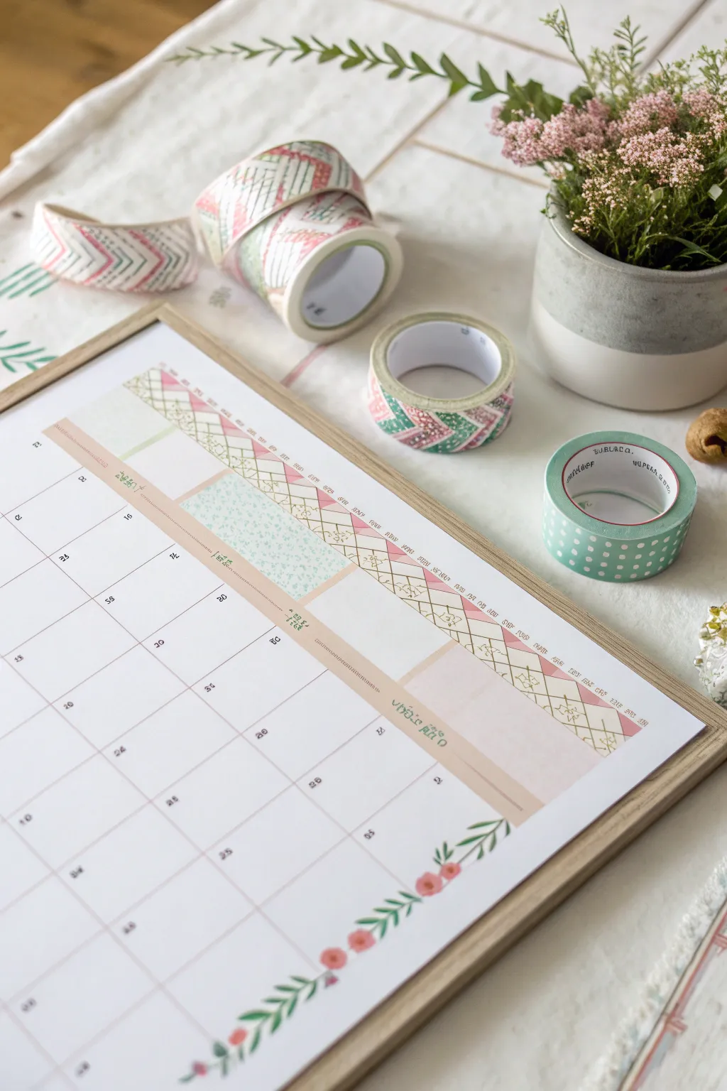 Elevate your calendar game with the subtle charm of washi tape wonders!