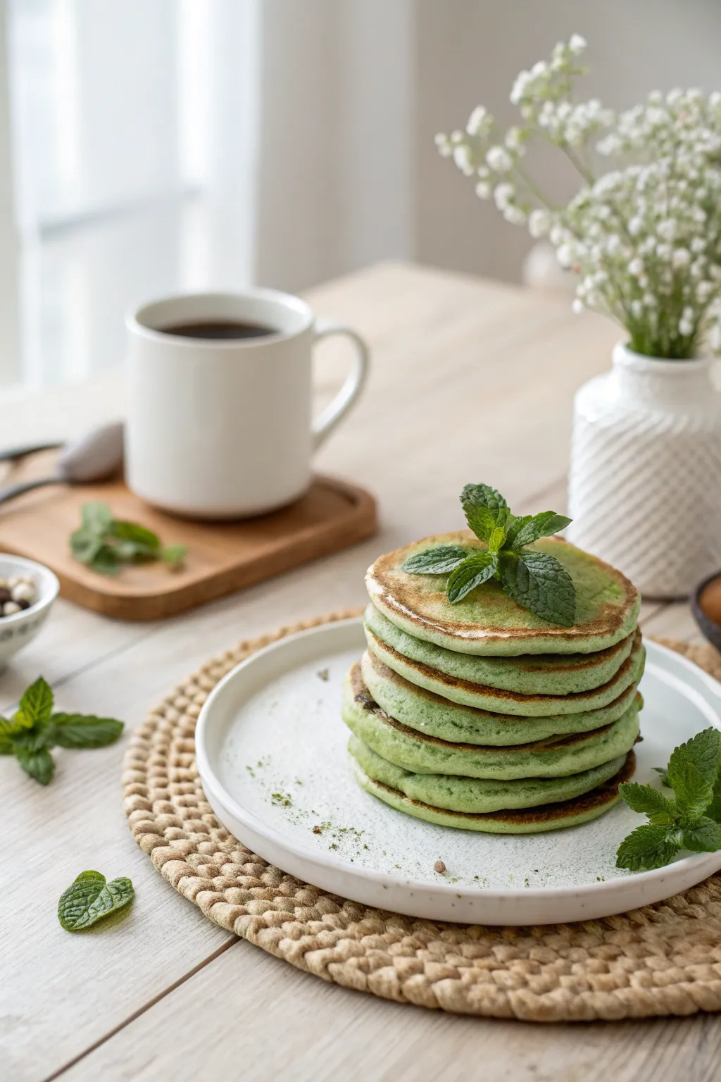 Celebrate with a whimsical Leprechaun-Inspired Breakfast, where green pancakes meet minty coffee magic.
