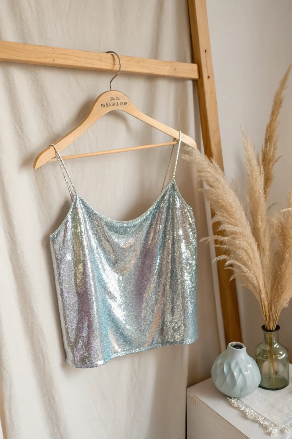 Step into a fantasy with this metallic mermaid top, where simplicity meets shimmering elegance.