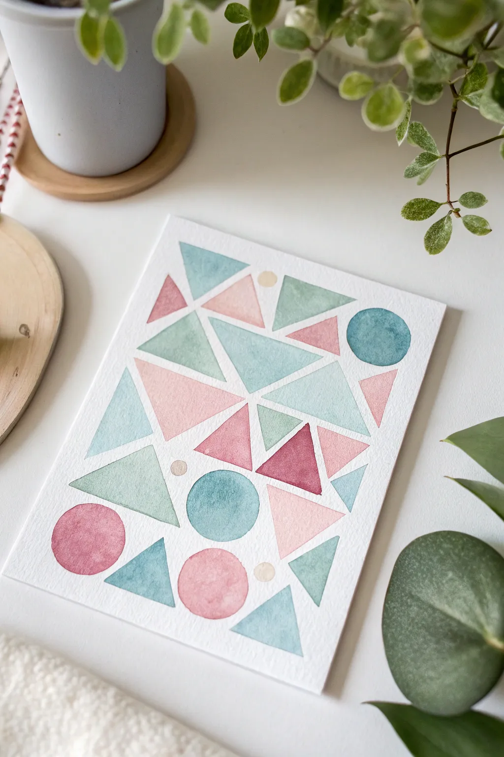 Discover the charm of tiny geometric abstracts in watercolor—where simplicity meets artistry.