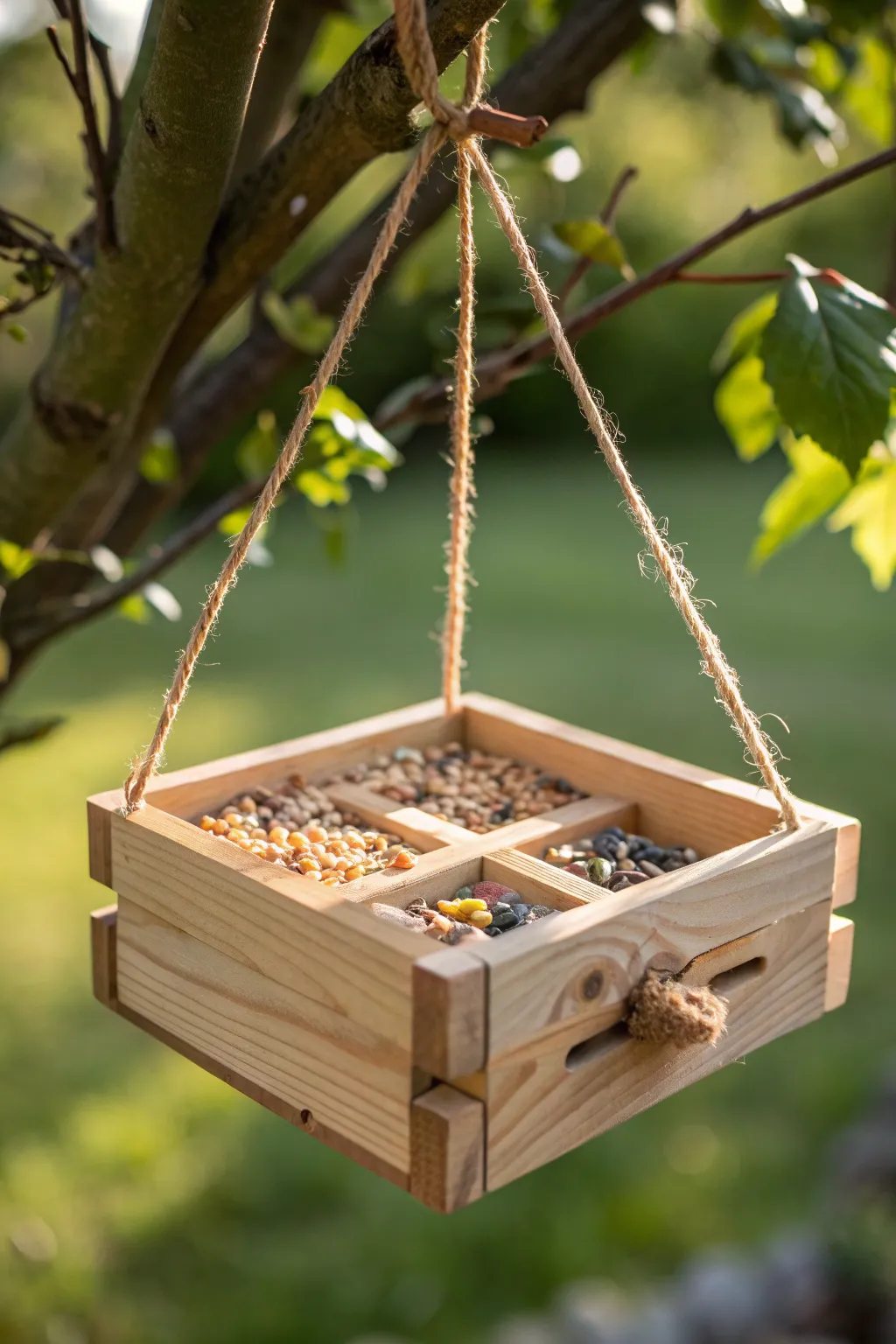 Invite nature to your doorstep with this handcrafted wooden bird feeder.