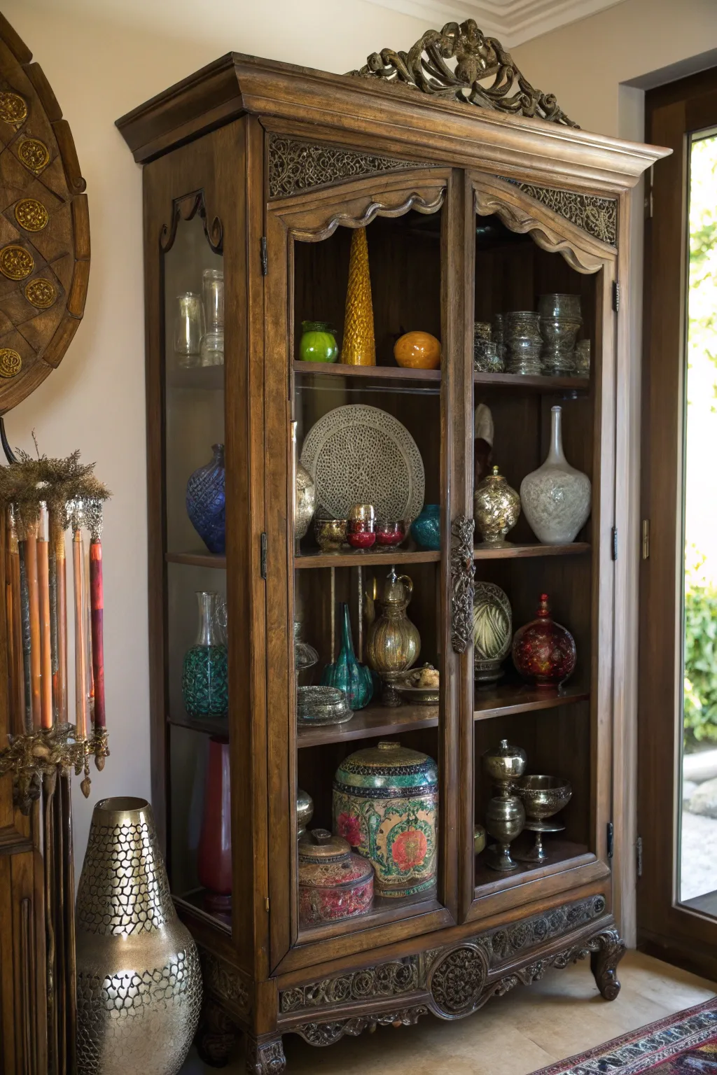 Abstract forms bringing a modern twist to an armoire.