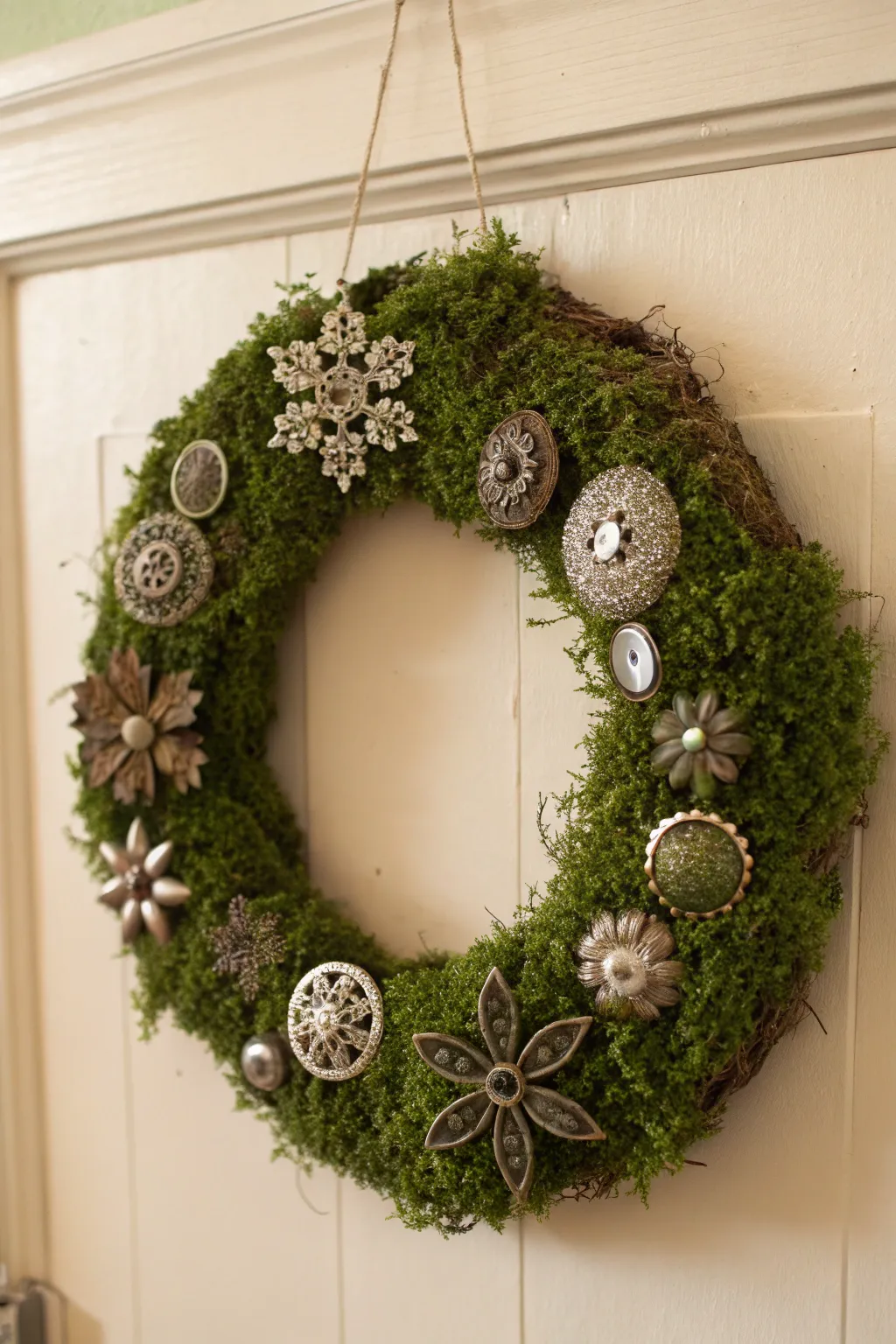 Add a touch of nostalgia to your decor with a vintage-inspired moss wreath.