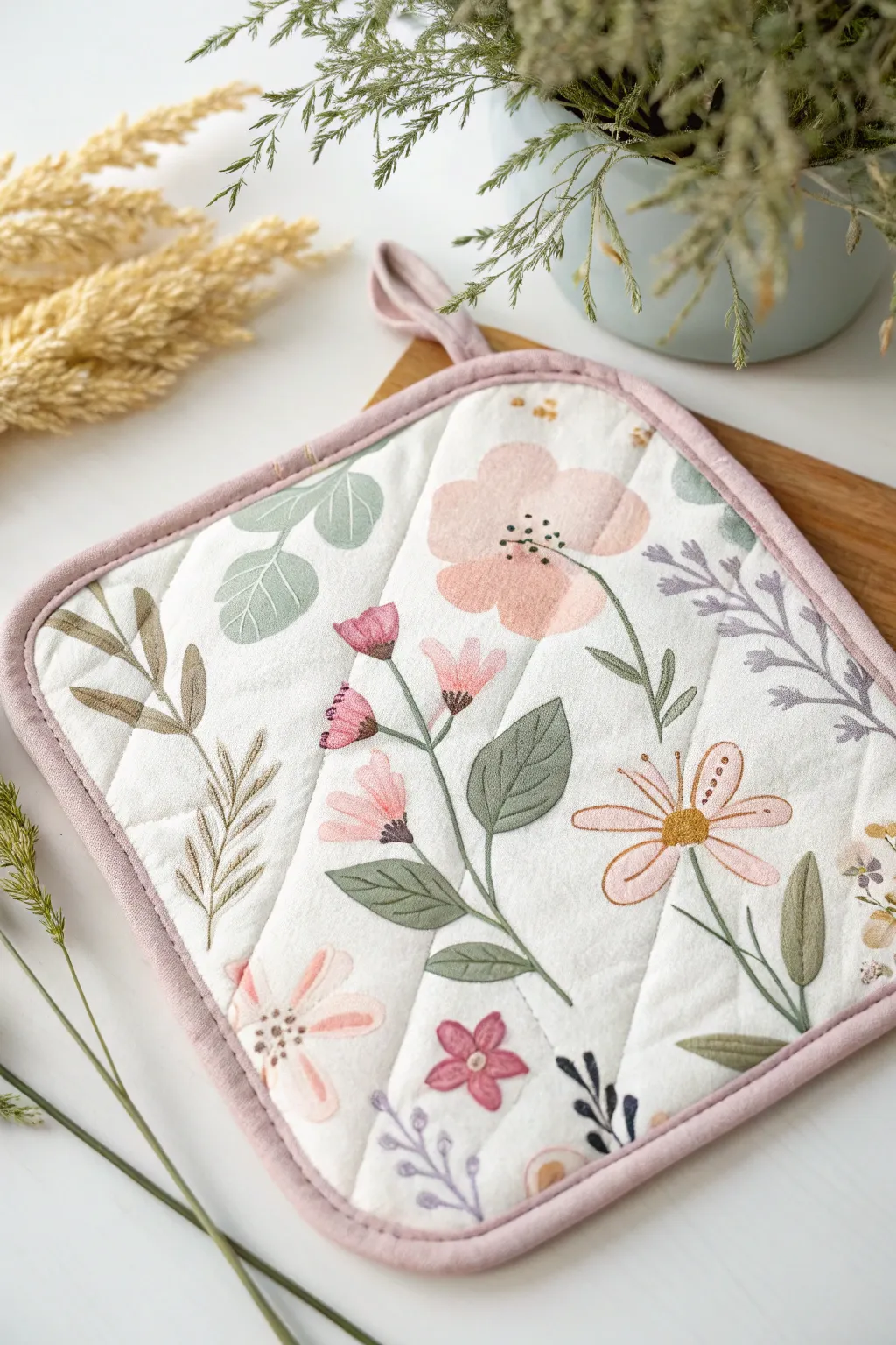 Add a splash of joy to mom's kitchen with these beautifully painted pot holders—where art meets practicality.