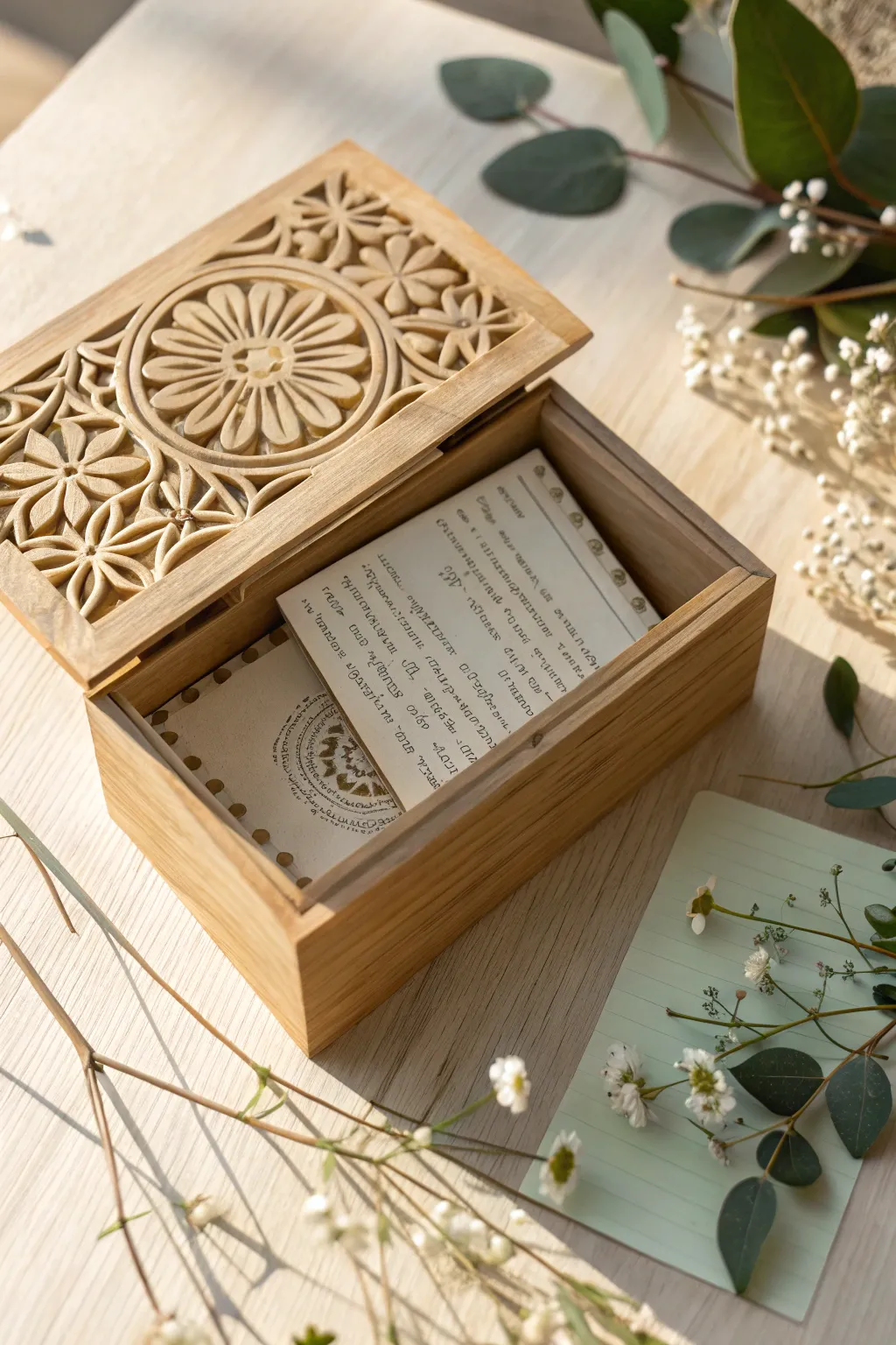 A treasure trove of love: Handmade letters for Grandma, wrapped in a box of warmth and memories.