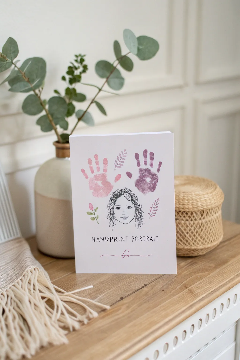 Celebrate Mother's Day with a handcrafted touch: a charming handprint portrait card that captures love and creativity.