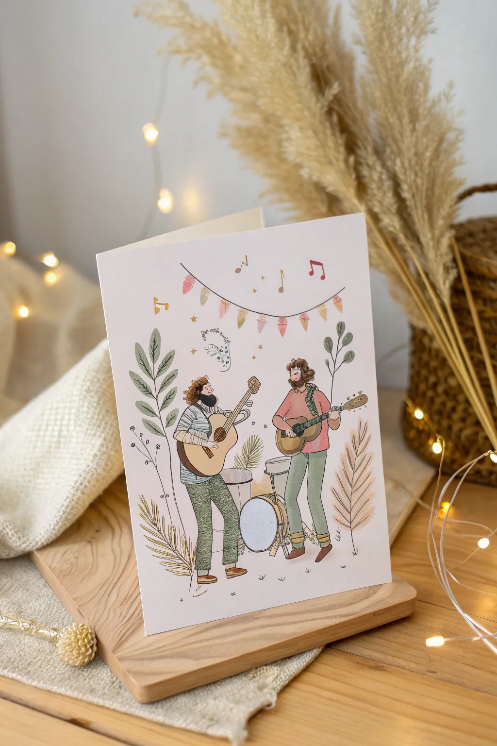 Add a touch of whimsy to your greetings with an illustrated band card, perfect for lovers of minimalistic charm.