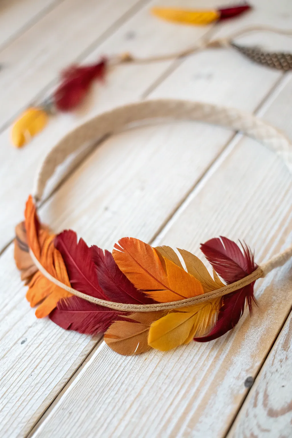 Embrace November festivities with a touch of handcrafted charm: Feathered Headbands ready to inspire your creative spirit.