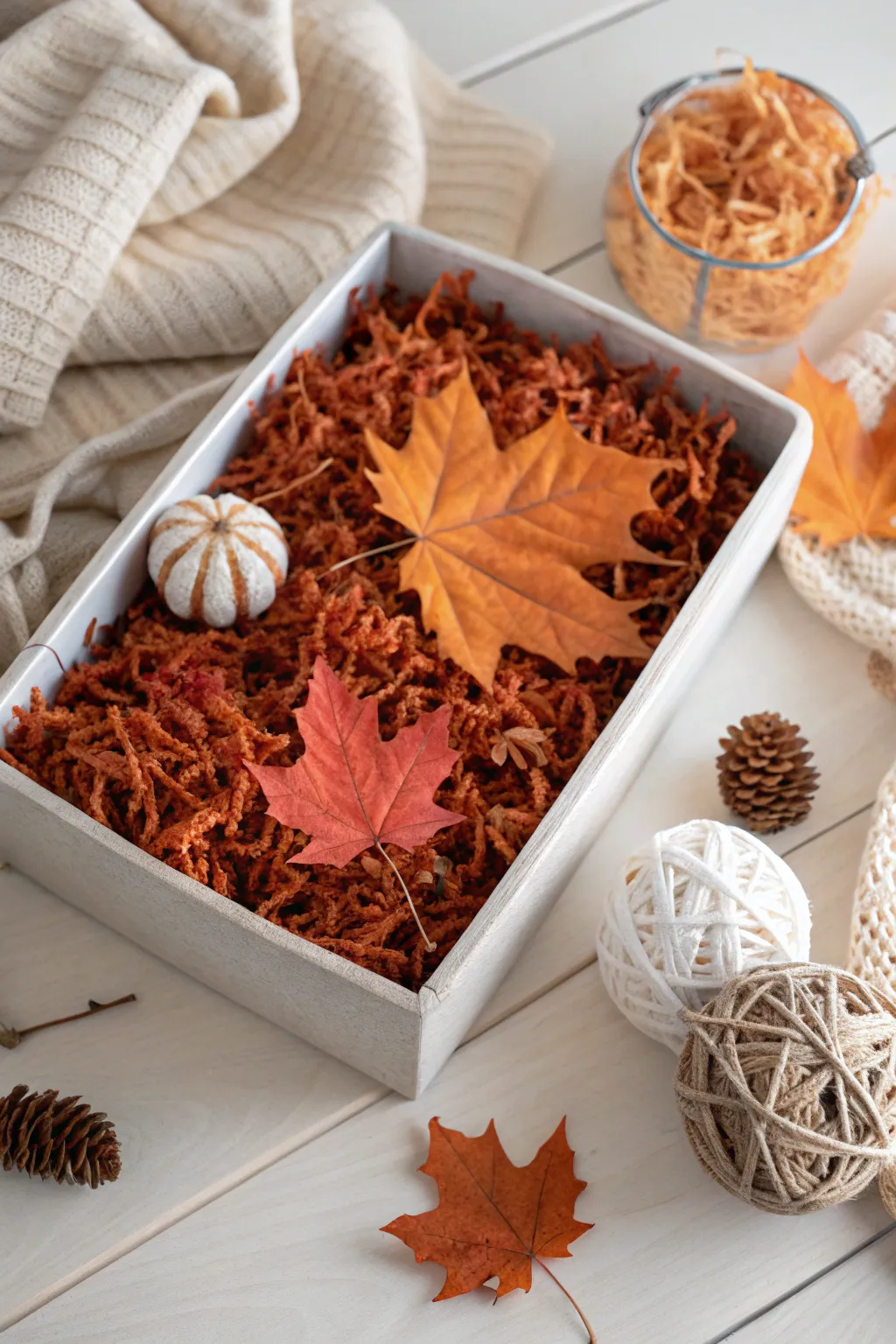 Dive into autumn with a sensory bin full of eco-friendly, shredded paper leaves. 🍂✨ #ImaginativePlay #MinimalistBeauty