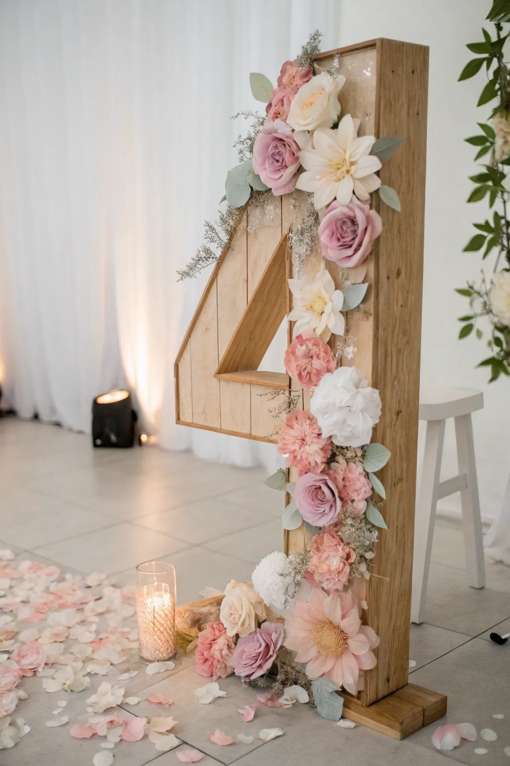 Elevate your decor with this stunning floral number 4, where minimalist design meets bohemian elegance.