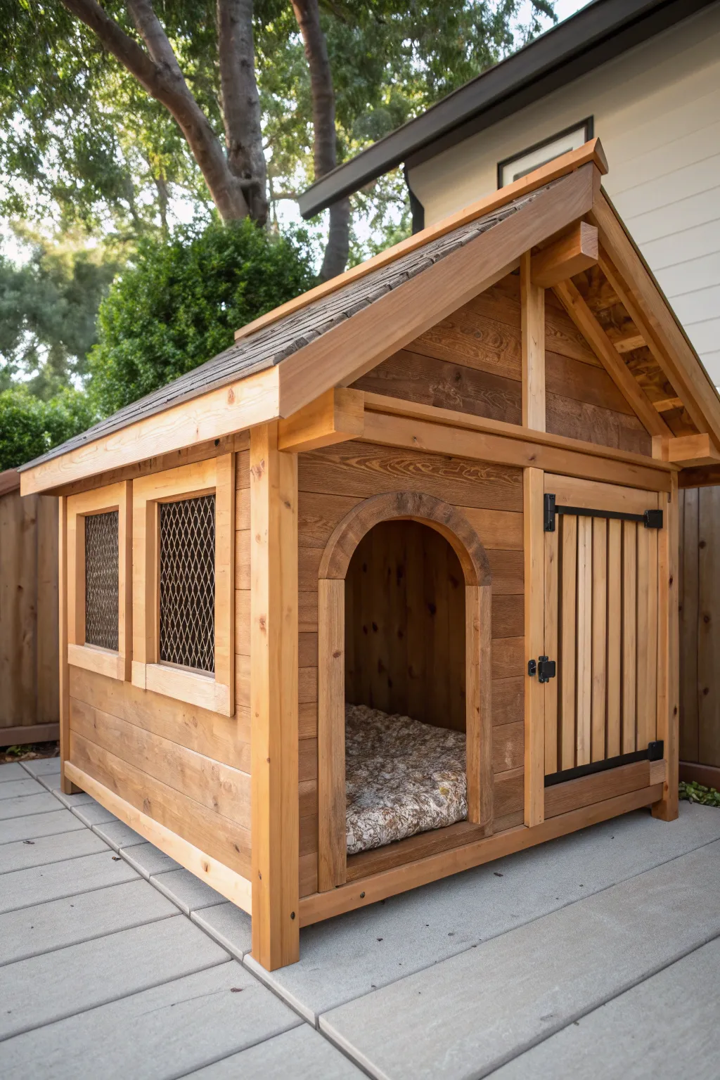 Elevate comfort with this expertly crafted insulated dog kennel, designed for year-round coziness.