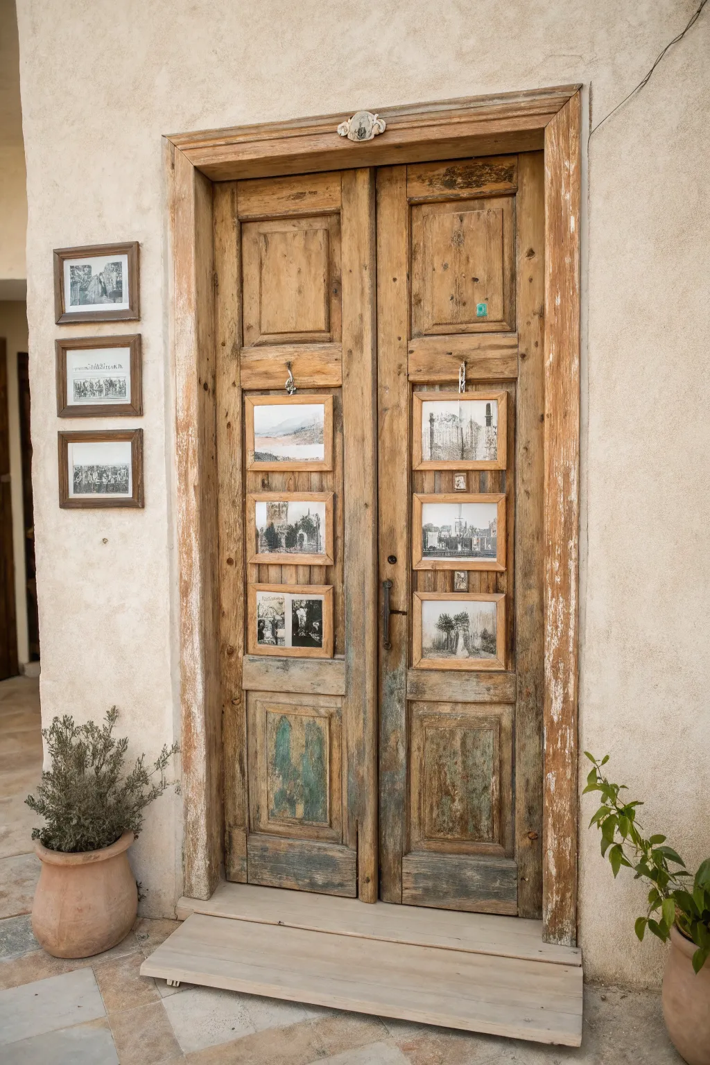 Embrace antique allure with a repurposed door frame that tells stories of bygone eras. #VintageCharm #ScandiBoho