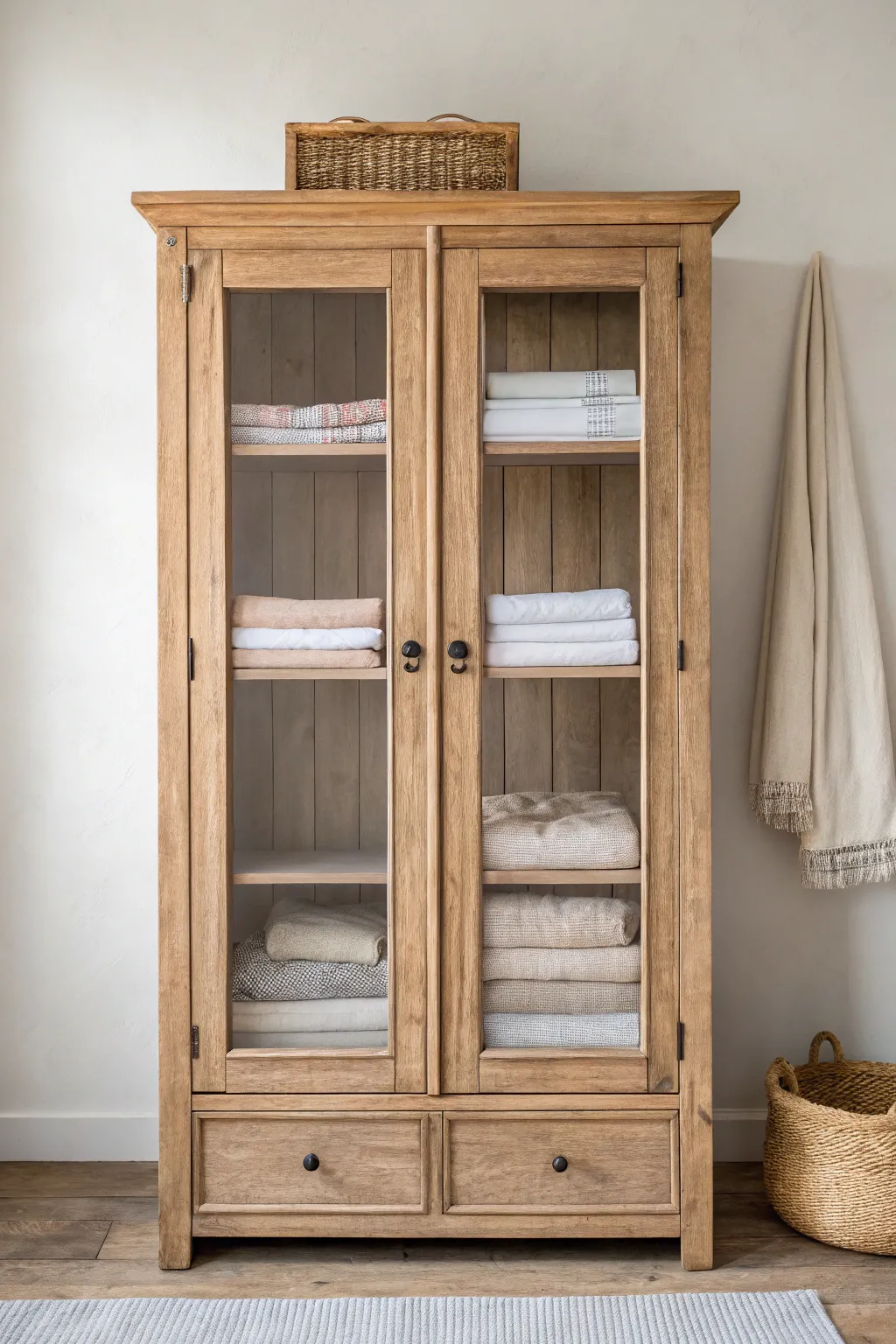 Breathe new life into your wardrobe with elegant glass panel inserts. #WardrobeMakeover #ScandiBohoStyle