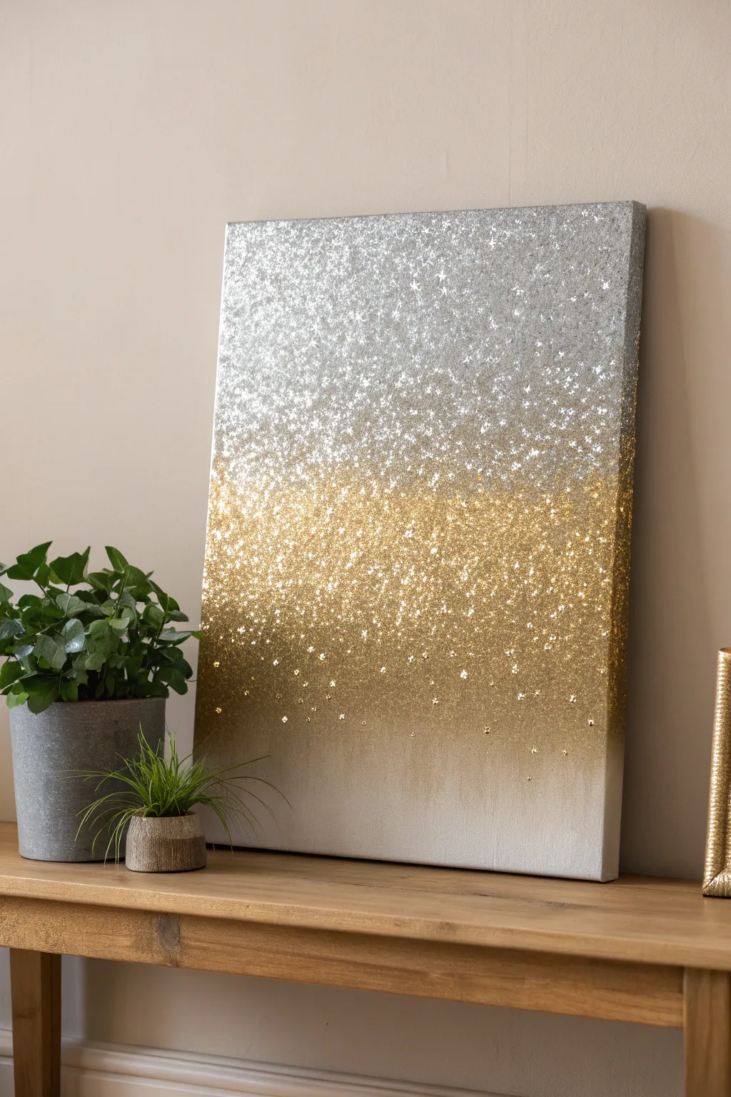 Elevate your space with the elegance of metallic ombre—where simplicity meets sparkle.