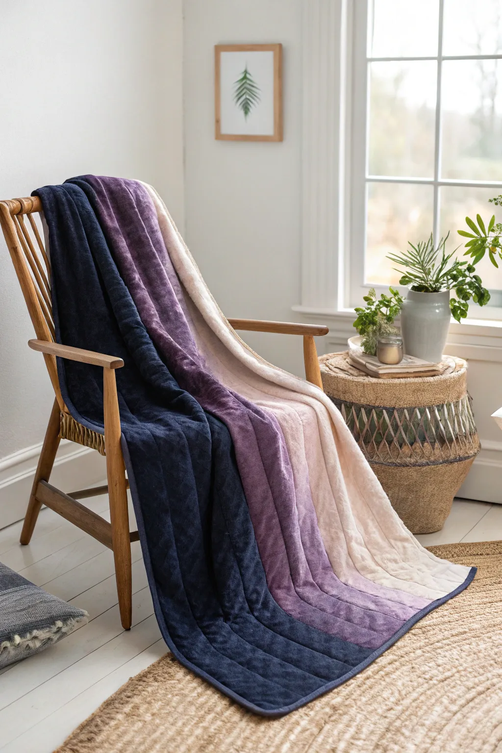 Elevate your space with the tactile allure of an ombre quilt—where texture meets simplicity.