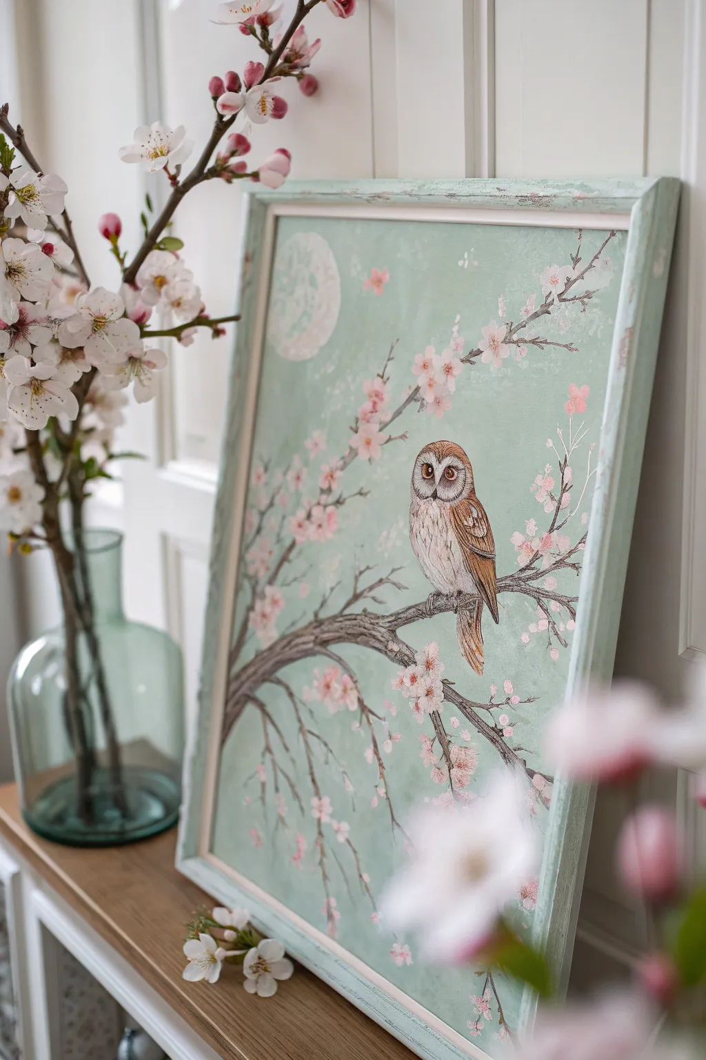 Embrace the beauty of spring with this charming owl painting, a perfect blend of minimalist design and seasonal inspiration. 🌸🦉
