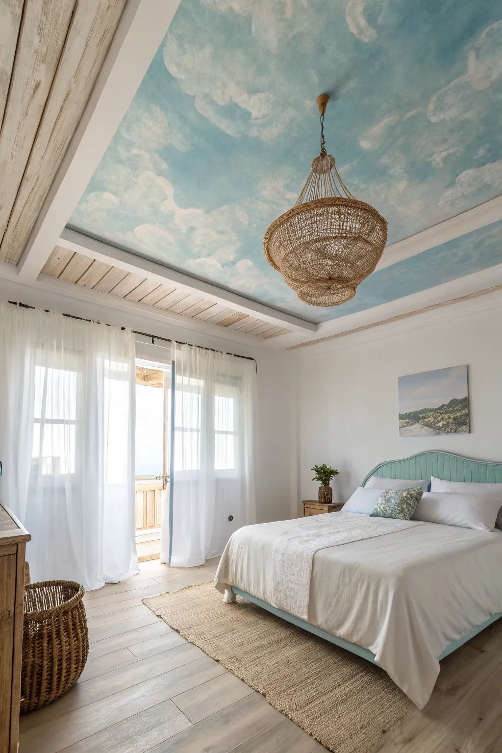 Elevate your space with a dreamy sky blue ceiling – the fifth wall that transforms your room into a serene retreat.