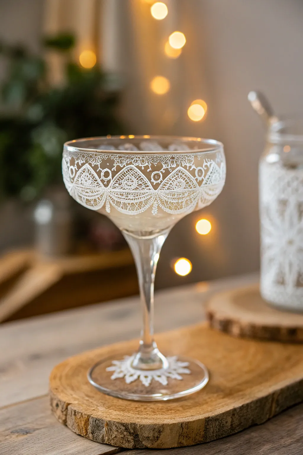 Vintage Charm: Elevate your gatherings with lace-patterned margarita glasses, adding a touch of elegance and craftsmanship.