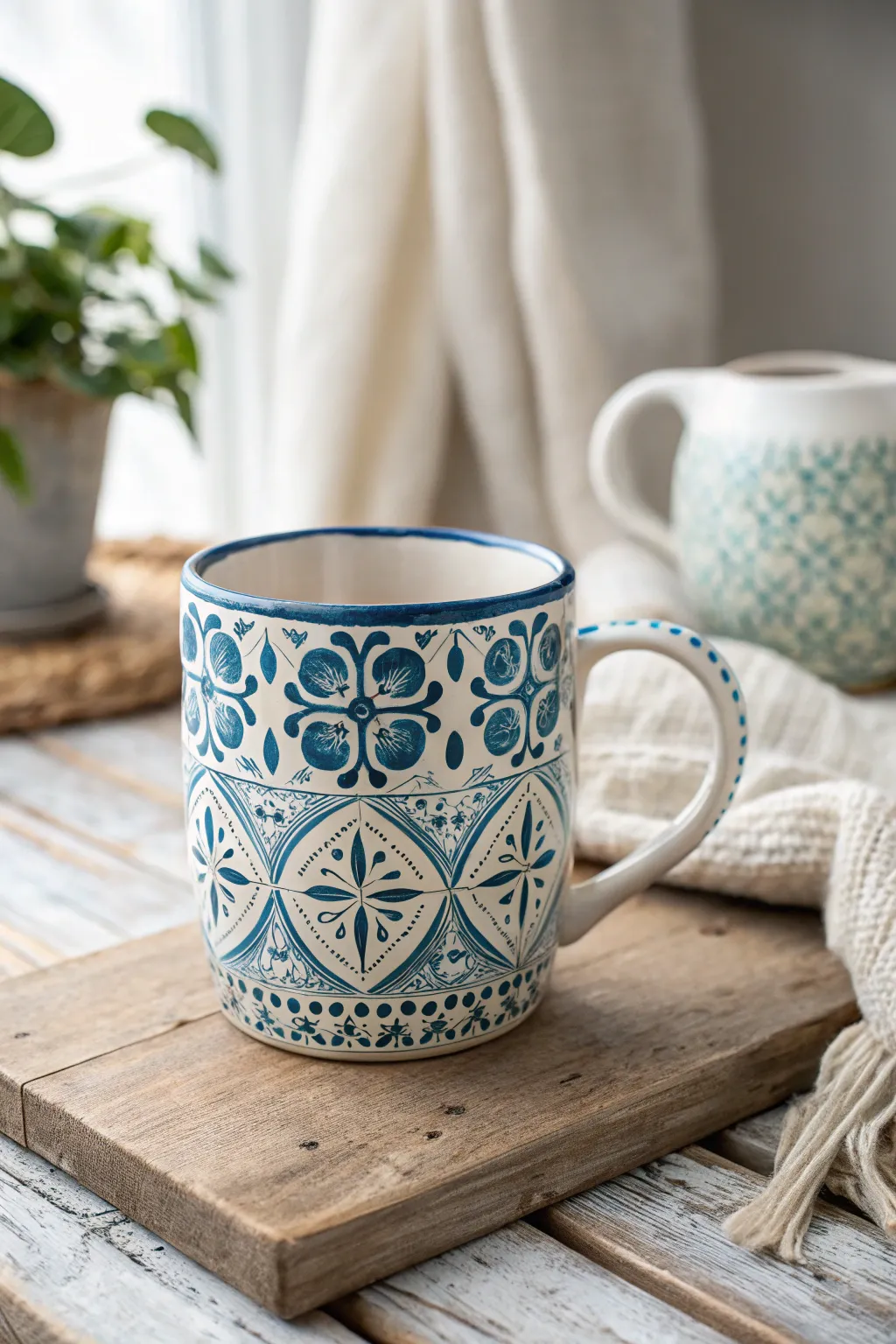 Sip your tea from a mug inspired by global artistry, where Mediterranean elegance meets minimalist Scandinavian design.