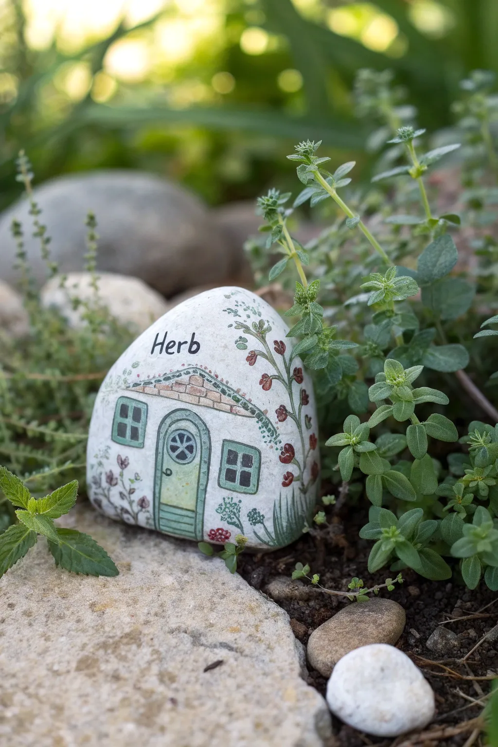 Elevate your garden with charming herb house markers, where simplicity meets artistic flair.