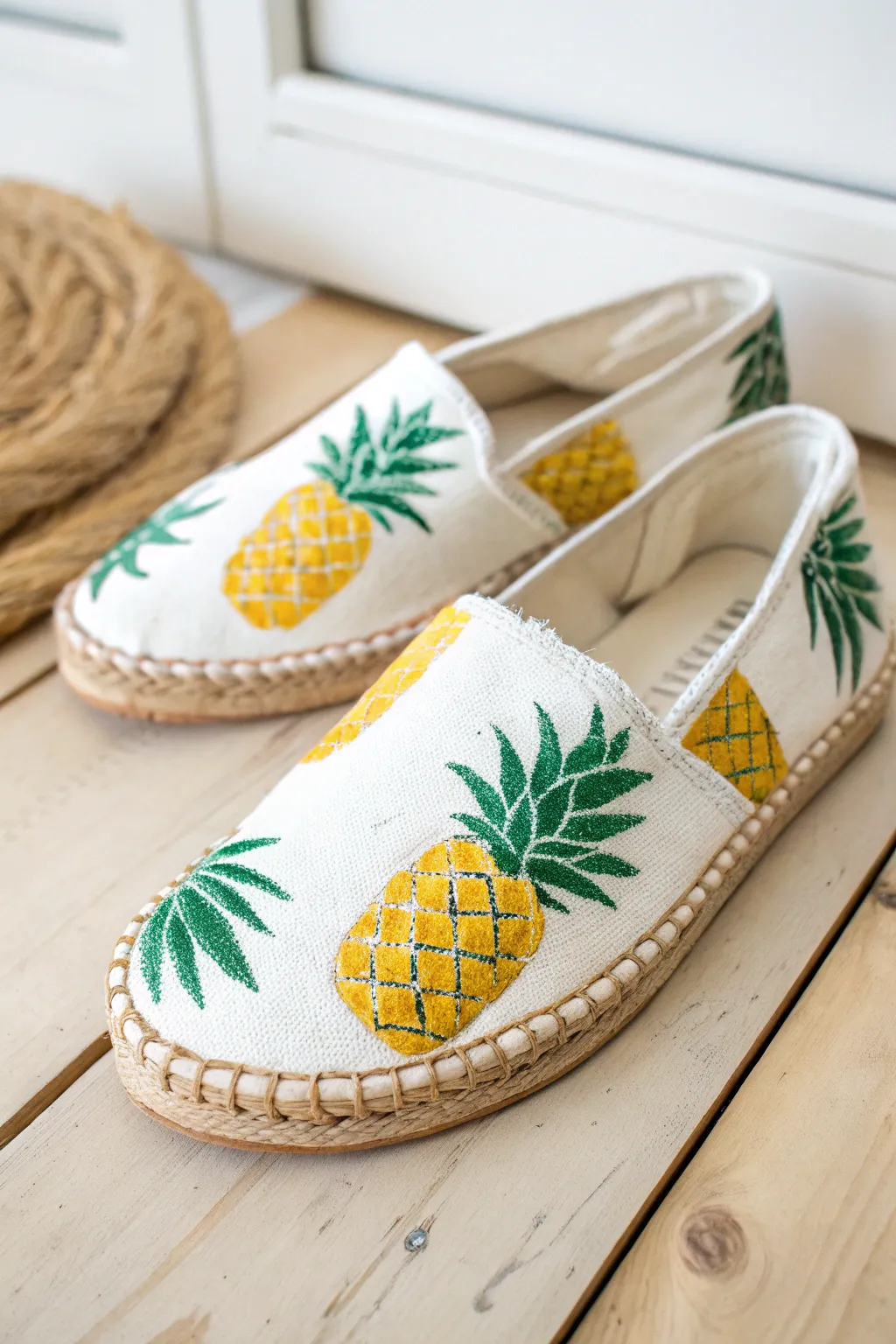 Step into summer with a tropical twist — these pineapple-painted espadrilles are your new sunny day essential!