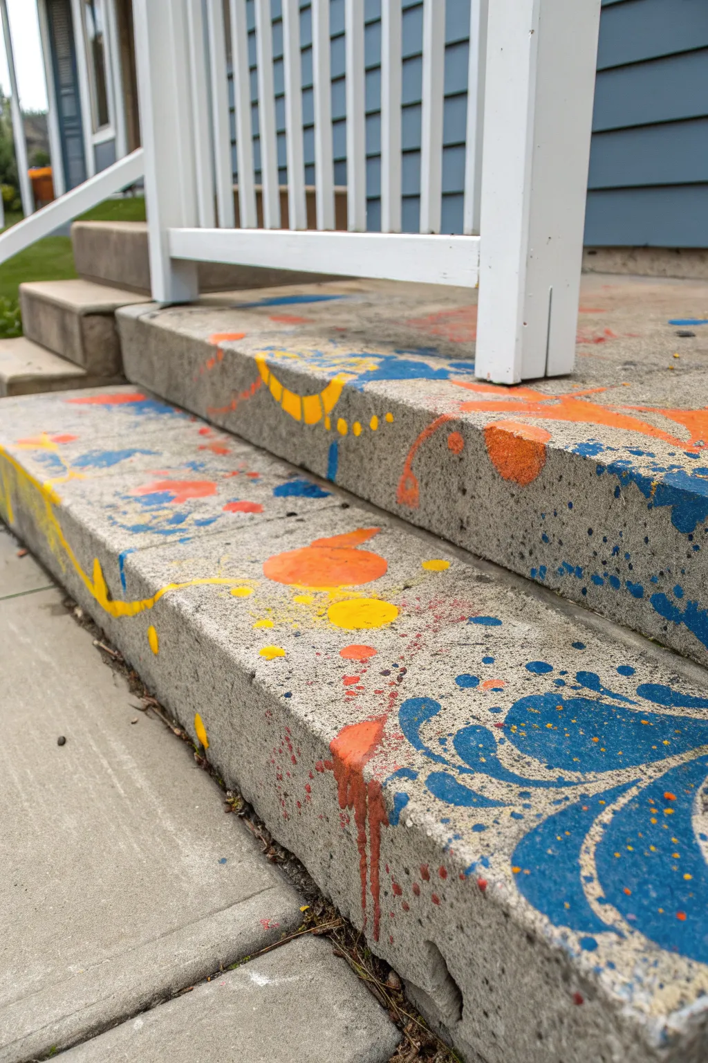 Transform your porch into a masterpiece with vibrant abstract art.