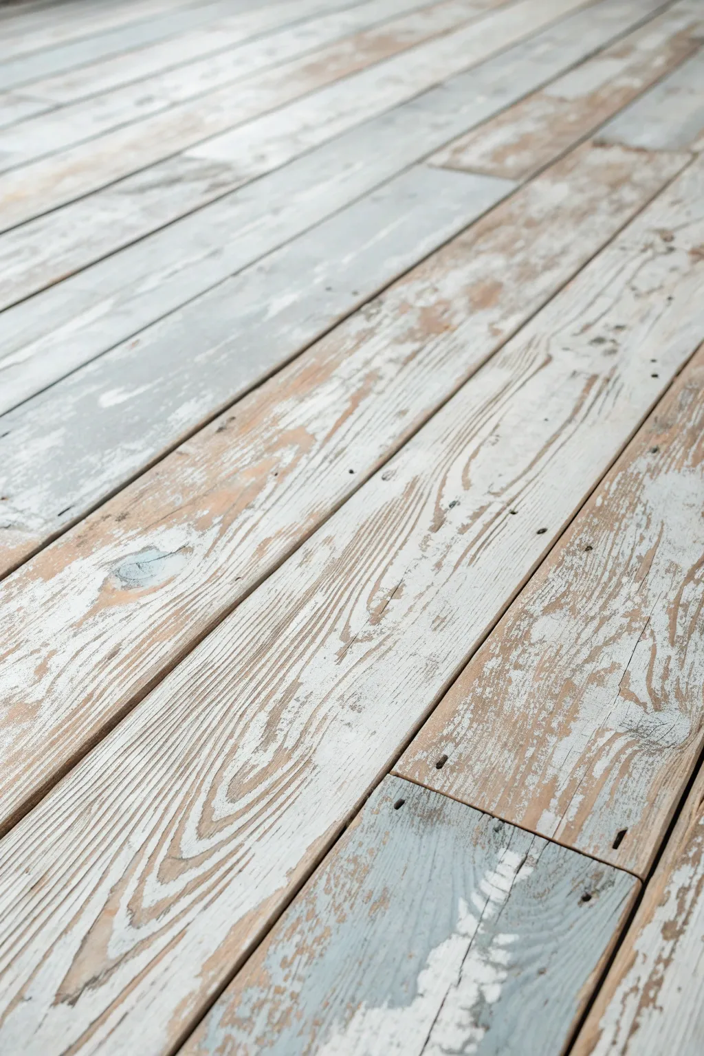 Embrace rustic charm with the timeless beauty of weathered painted wood floors.