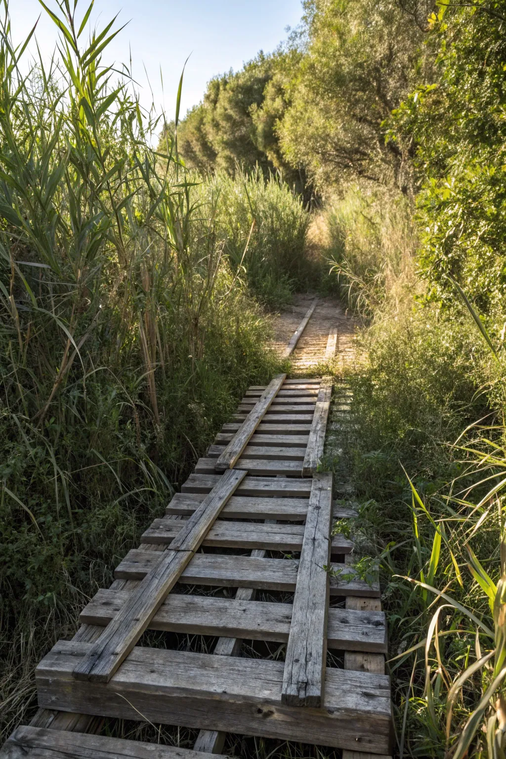 Step into the unknown with this hidden pallet bridge, where craftsmanship meets nature.