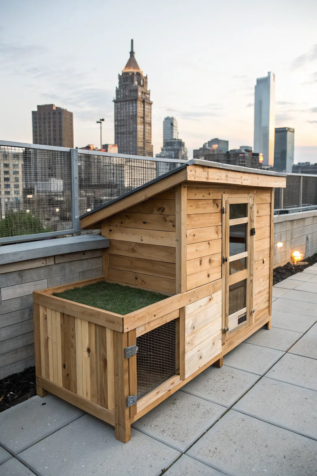 Transform your backyard with a modern urban coop crafted from pallet wood.