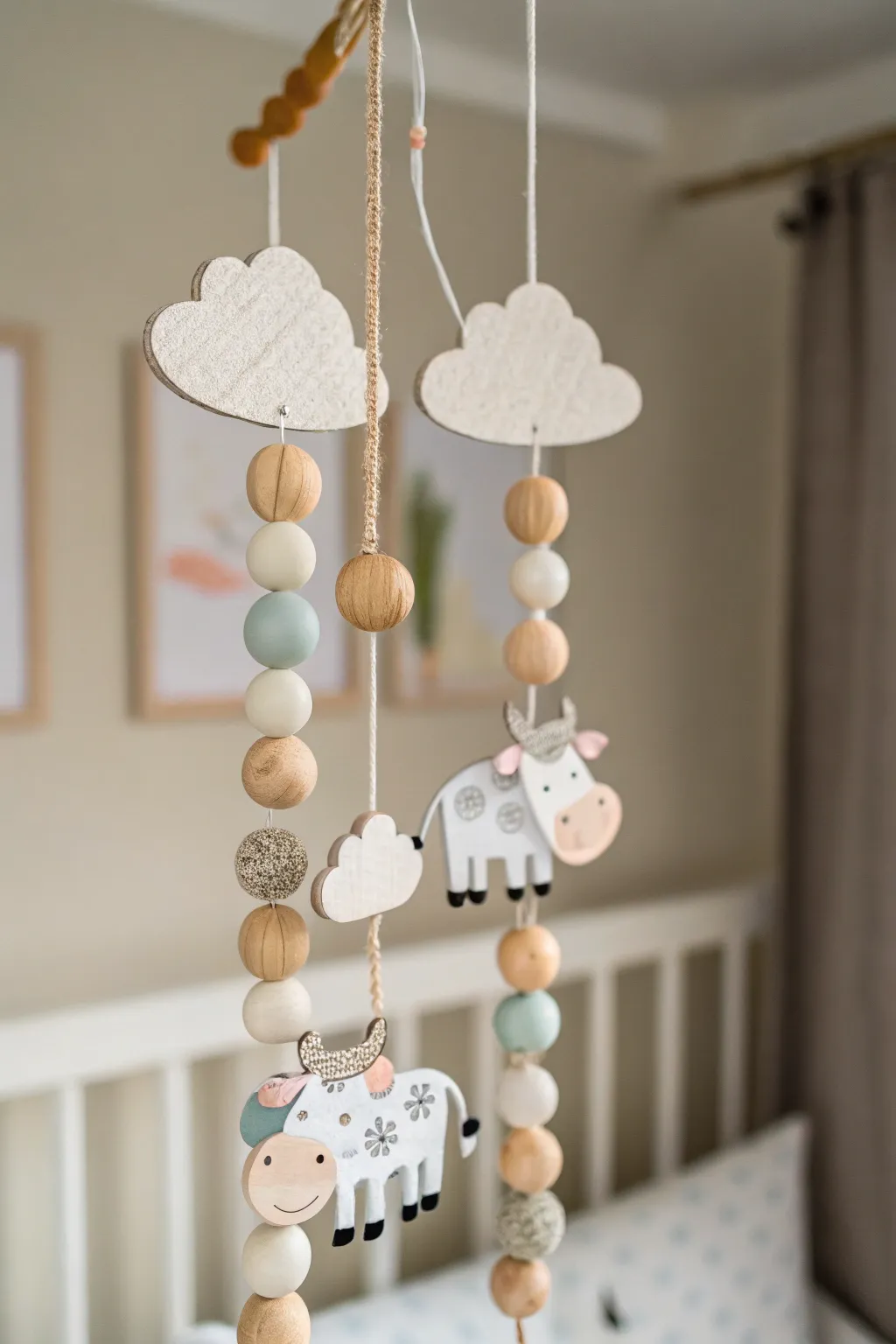 Add a touch of whimsy and tranquility to your space with this beautifully crafted cow-themed paper mobile.