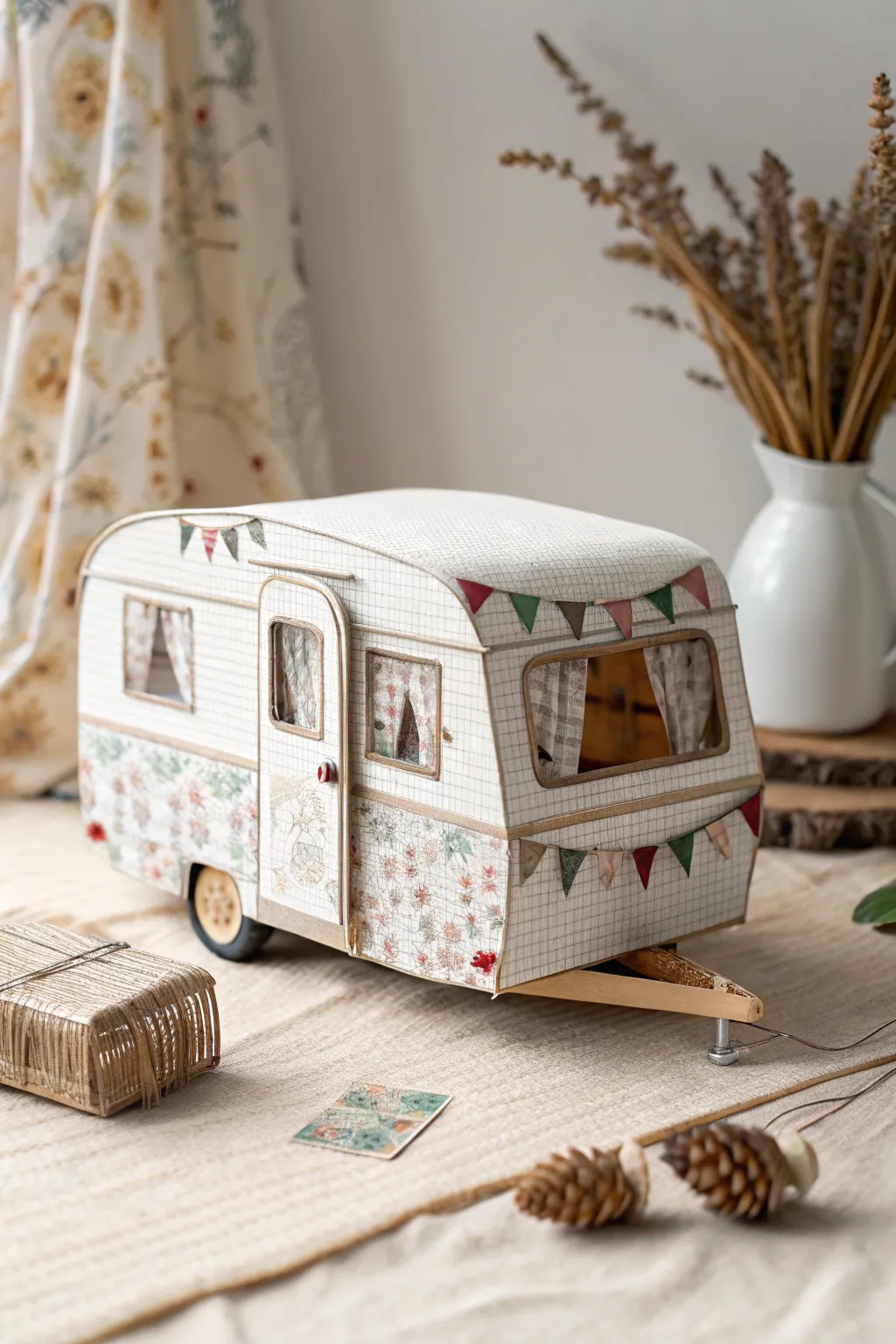 Embrace retro charm with this whimsical paper camper van, where nostalgia meets craftsmanship.
