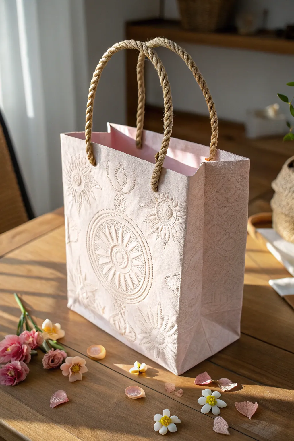 Chic and charming: Present your sweet treats with this handcrafted paper tote, perfect for those who appreciate simplicity and natural beauty.