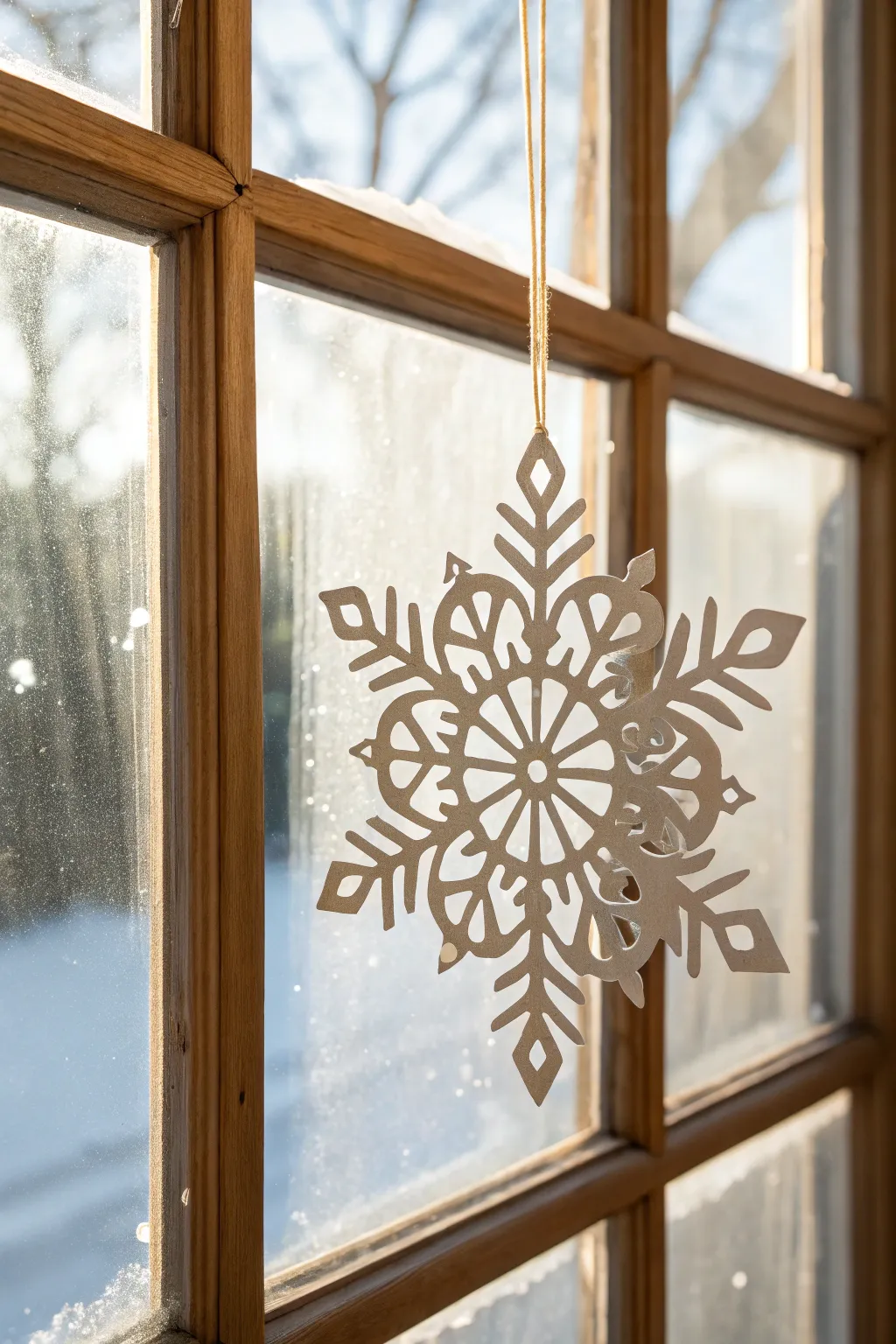 Transform your space into a serene winter wonderland with these elegant paper snowflake window clings, perfect for capturing the essence of minimalist beauty.