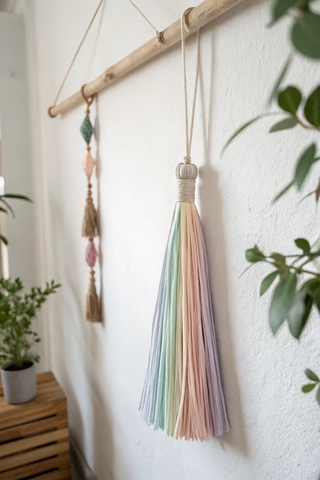 Bring a touch of whimsy to your space with minimalist paper tassel art.