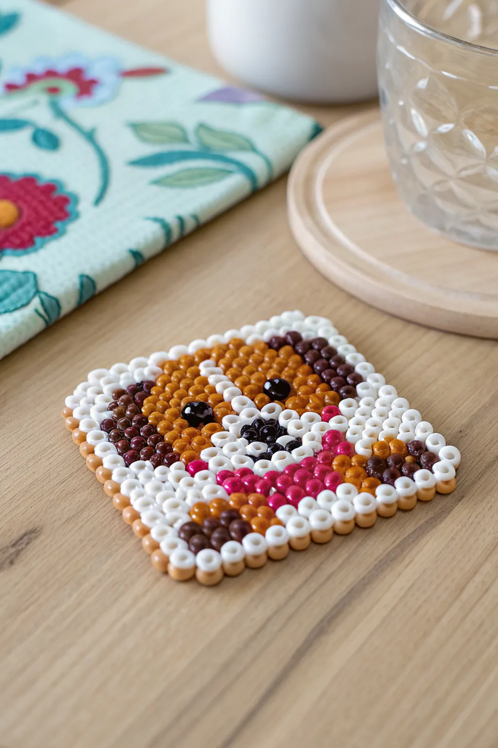 Add a touch of preppy charm to your table with this adorable puppy coaster!