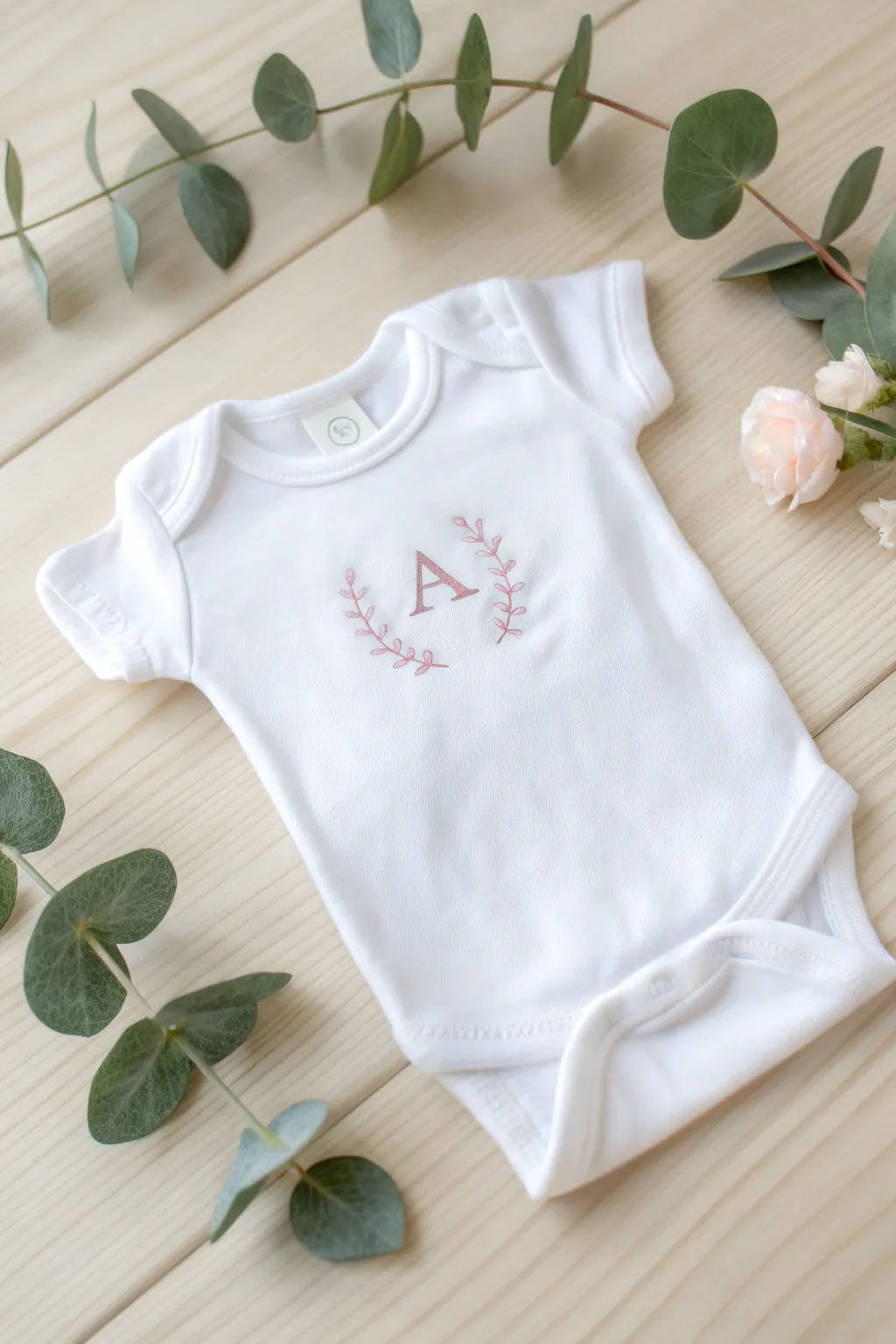 Embrace minimalistic chic with a personalized monogram onesie for your little one.