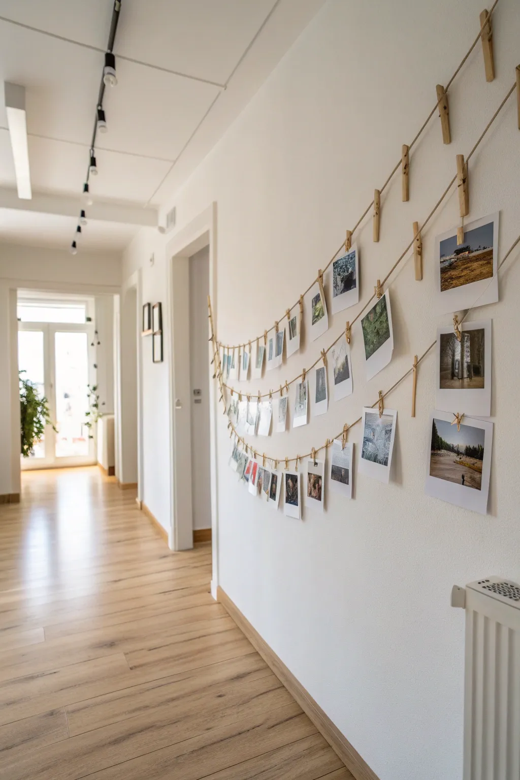 Transform vertical space into a canvas of memories with layered photo strings.