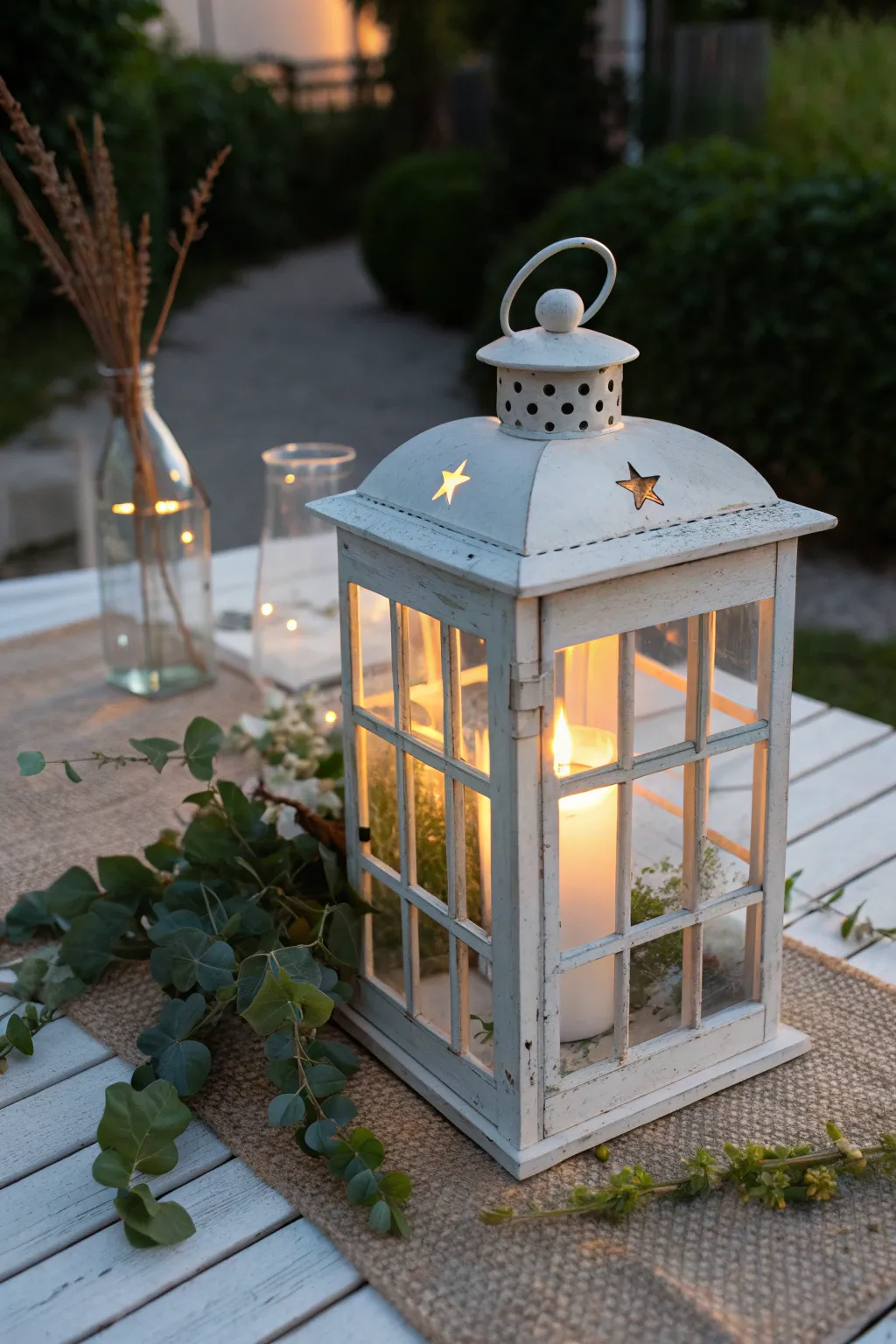 Transform old frames into a magical lantern for your patio's enchanting ambiance.