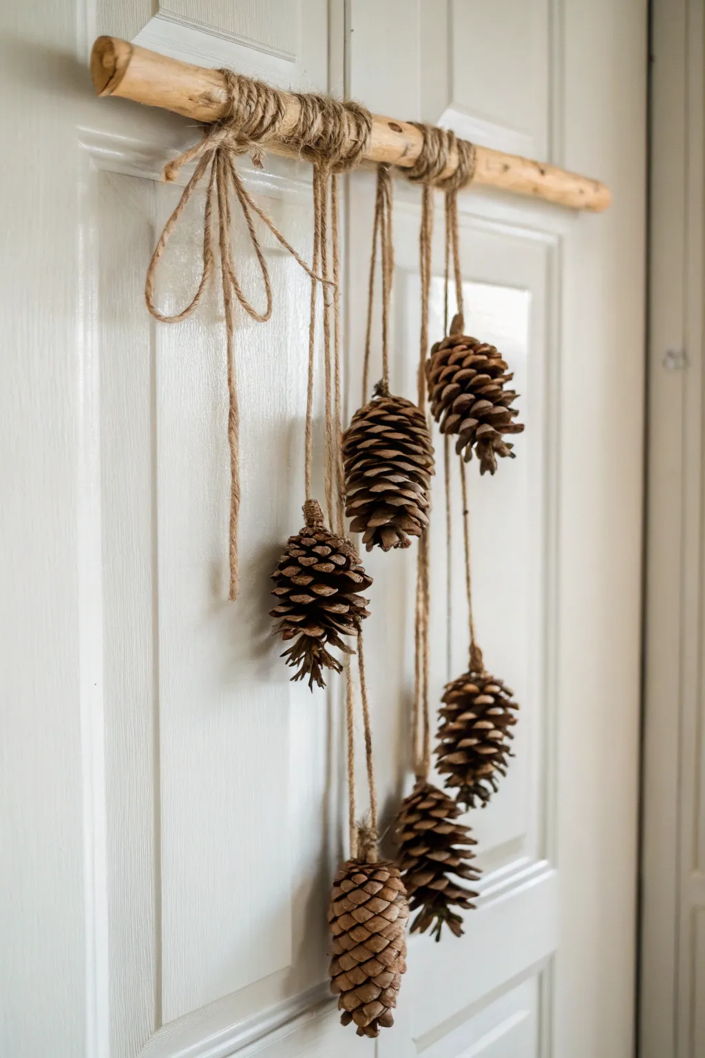 Elevate your entryway with this charming pine cone door hanging—where rustic simplicity meets natural elegance.