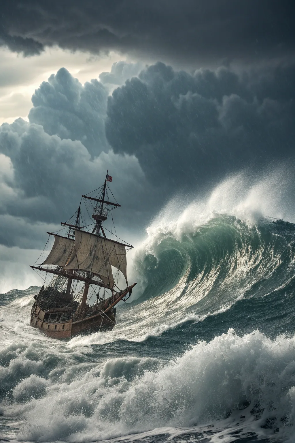 Feel the thrill of nature's fury in this dramatic stormy sea scene.